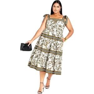 City Chic NWT Tropics Floral Tie Strap Midi Dress Plus Size XS 14 Olive
